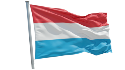 luxembourg flag waving in wind isolated on transparent png