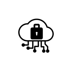 cloud icon with lock, simple flat style, illustration, logo sign symbol pictogram template, for ui or ux isolated on white for mobile app, editable