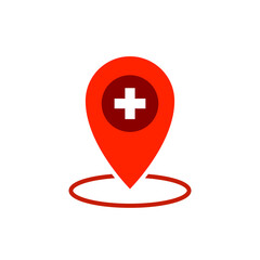 Obraz premium place pin icon with plus sign, simple flat style, illustration, logo sign symbol pictogram template, for ui or ux isolated on white for mobile app, editable