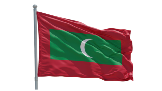 maldiv flag waving in wind isolated on transparent png