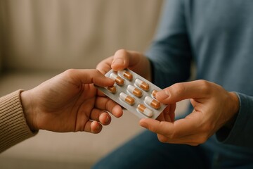 Medication exchange between two individuals.