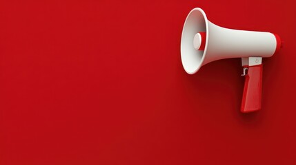 Megaphone on red background