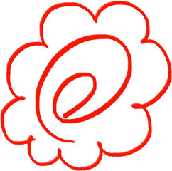 シンプルな赤い手書きはなまるマークアイコン