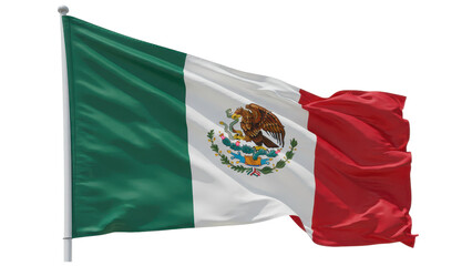 mexico flag waving in wind isolated on transparent png