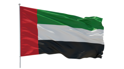 united arab emirtates flag waving in wind isolated on transparent png