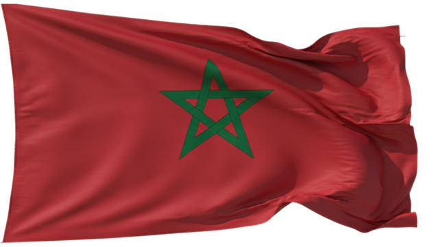 morocco flag waving in wind isolated on transparent png