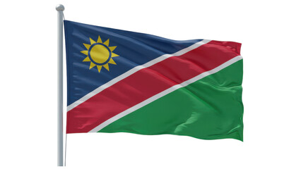 namibia flag waving in wind isolated on transparent png