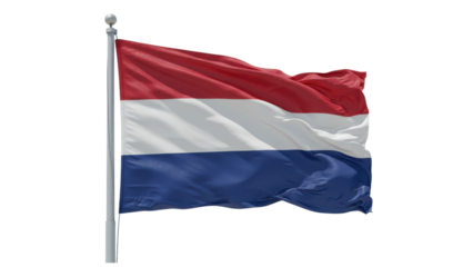 netherlands flag waving in wind isolated on transparent png