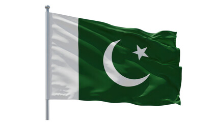pakistan flag waving in wind isolated on transparent png