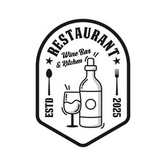 Restaurant premium logo emblem vector design black and white