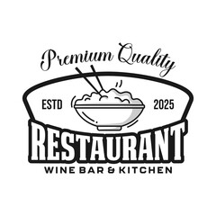 Restaurant premium logo emblem vector design black and white