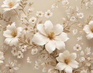 Fototapeta premium Subtle floral motif, rich cream base, luxurious feel , luxury decor, elegant floral, subtle pattern