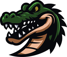 Alligator Mascot Head Icon – Cartoon Crocodile Logos and Animal Emblems for Esports Branding