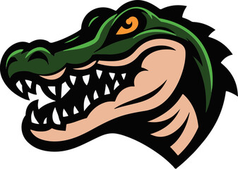 Alligator Mascot Head Icon – Cartoon Crocodile Logos and Animal Emblems for Esports Branding