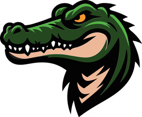 Alligator Mascot Head Icon – Cartoon Crocodile Logos and Animal Emblems for Esports Branding