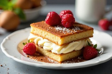 Classic Italian dessert; layers of coffee-soaked ladyfingers, mascarpone cream , restaurant, cafe