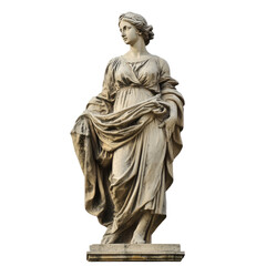 Classical female statue, draped in flowing garment, displaying graceful pose