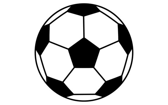 サッカーボールのシンプルな線画アイコン、アイソメトリックイラスト