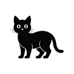 Obraz premium Silhouette of a Black Cat with Wide Eyes