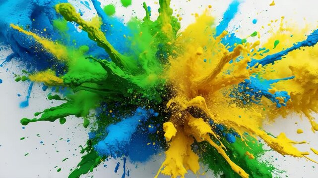 Vibrant flag featuring a holi paint powder burst on a white backdrop. A celebration of enthusiasts and travel theme.