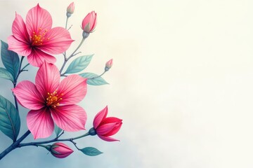 Fototapeta premium Watercolor style, interconnected blossoms, soft edges , pattern, delicate, romantic