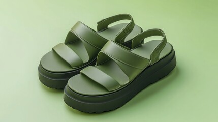 Olive green platform sandals (3)
