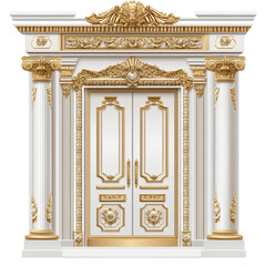 Obraz premium White and gold door icon exquisite and luxurious style transparent background PNG