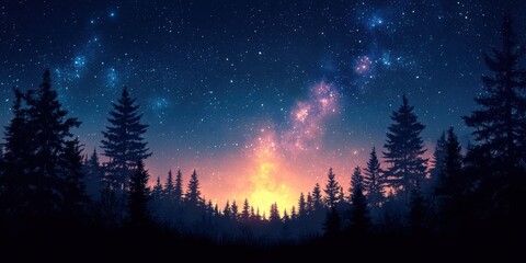 Majestic sunset over serene forest landscape nature scene night sky tranquility