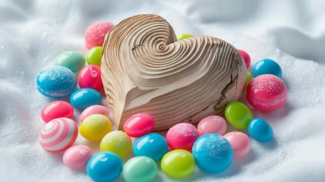 Brightly colored candy heart decoration