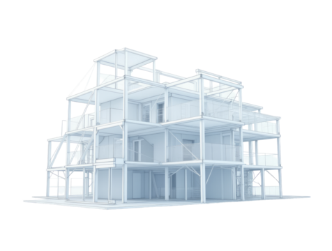 3D Model Wireframe: Building Design for Modern Architecture