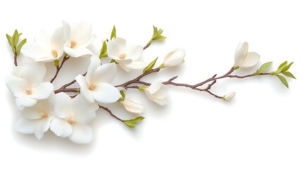 Fototapeta premium Close-up perspective of white magnolia flower arrangement in minimalist nature setting