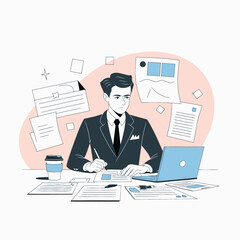 businessman is busy working hard design