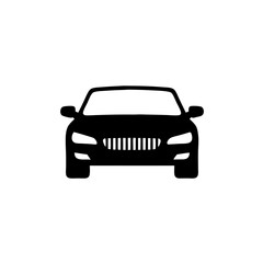 Iconic silhouette of a car facing forward on a plain background  