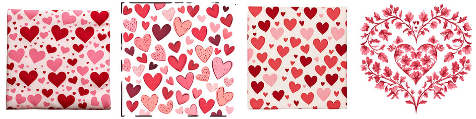 Collection of various heart-shaped patterns and designs