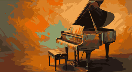 colorful pop art piano vector wpap, illustration, wall art decor wall art decor acrylic illustration  © PDWN Creative