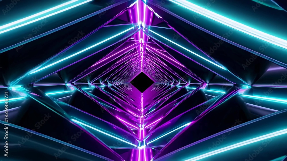Canvas Prints vibrant neon lights illuminate a futuristic tunnel, creating a mesmerizing spectacle of light and co