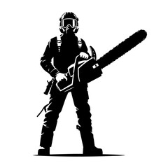 Chainsaw Lumberjack Silhouette for Work and Safety Design