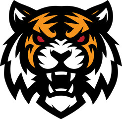 Fierce Tiger Head Mascot – Roaring Wild Cat Emblem for Sports and Branding
