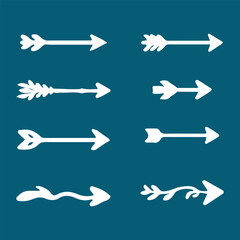 Black arrow icon isolated on white background. Double horizontal arrow sign straight long, right and left with different types of variations. Arrows indicate direction symbol. Curved and straight arro