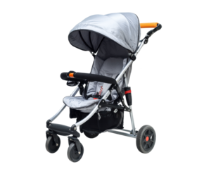 Lightweight stroller for easy outdoor travel with infants and toddlers on a transparent background, cut out