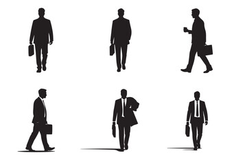 A Man going to office Silhouette Vector Set