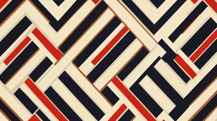 Obraz premium abstract geometric pattern with red black and beige stripes