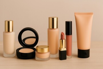 Elegant cosmetic products display.