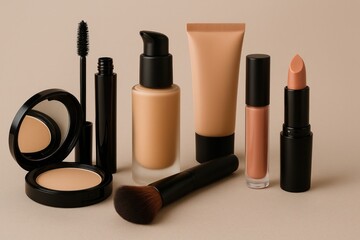 Elegant makeup products display.