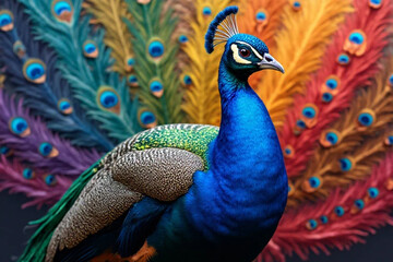 Fototapeta premium peacock with feathers out