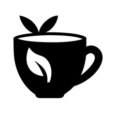 herbal tea cup silhouette on transparent background for web and graphic design