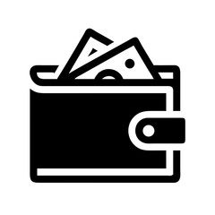 wallet with cash silhouette on transparent background for web and graphic design