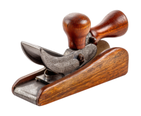 Hand plane tool for woodworking and carpentry projects on a transparent background, cut out