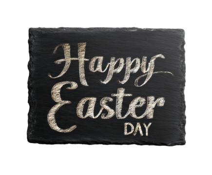 Celebrate Easter with a decorative slate sign for festive gatherings on a transparent background, cut out