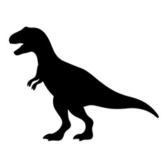 Black silhouette of a Tyrannosaurus Rex dinosaur on a white background